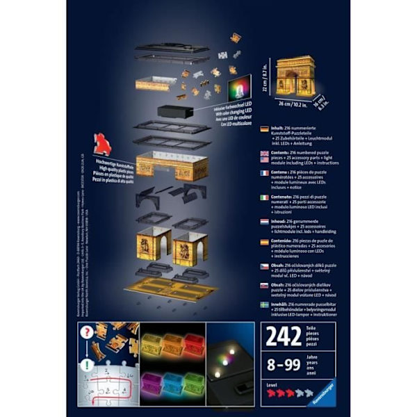 3D-upplyst Triumfbåge-pussel - Ravensburger - 216 bitar - utan lim - med färg LEDS - Barn 8 år gammal Flerfärgad