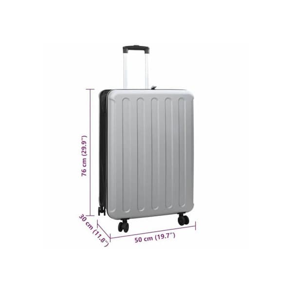 Rektangulär resväska - vidaXL - 50x30x76 cm - Silver - Plast ABS - 4,65 kg - Hjul - Lås Pengar