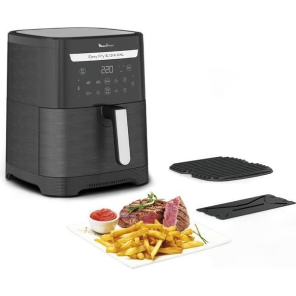 MOULINEX EZ801810 Easy Fry&Grill 2-in-1 Varmluftsfritös och grill, Kapacitet 1,5 kg, Separator för dubbel matlagning, Hälsosam matlagning