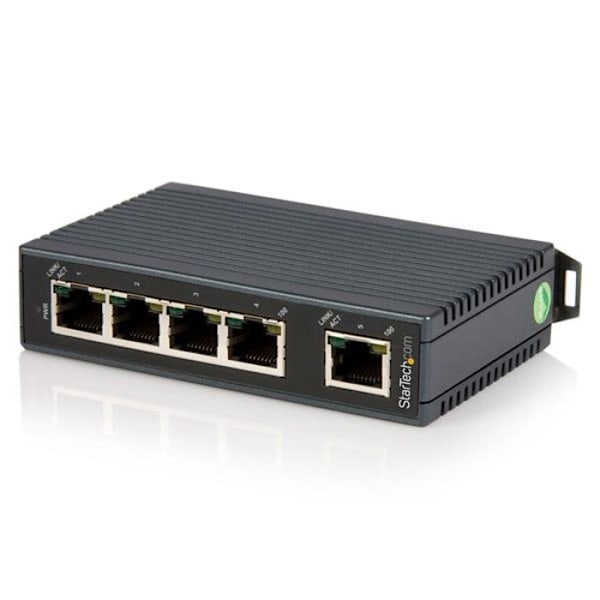 Nätverksbrytare - STARTECH - IES5102 - 5 portar RJ-45 - DIN-skenemontering - Ohanterad