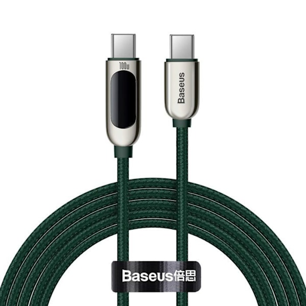 Baseus - Datakabelskärm (CATSK-C06) - Typ-C till Typ-C, 100W, 2m - Grön