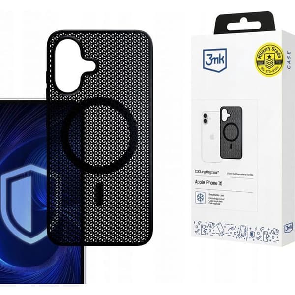 Telefonfodral - 3MK - MagCase - iPhone 16 - Kylning - Halvstyv svart