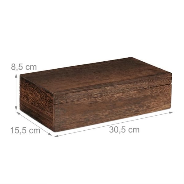 Relaxdays Tea Box Trä Organizer Te Box 8 Fack Aroma Lock HxBxD: 8,5 x 30,5 x 15,5 cm, Brun