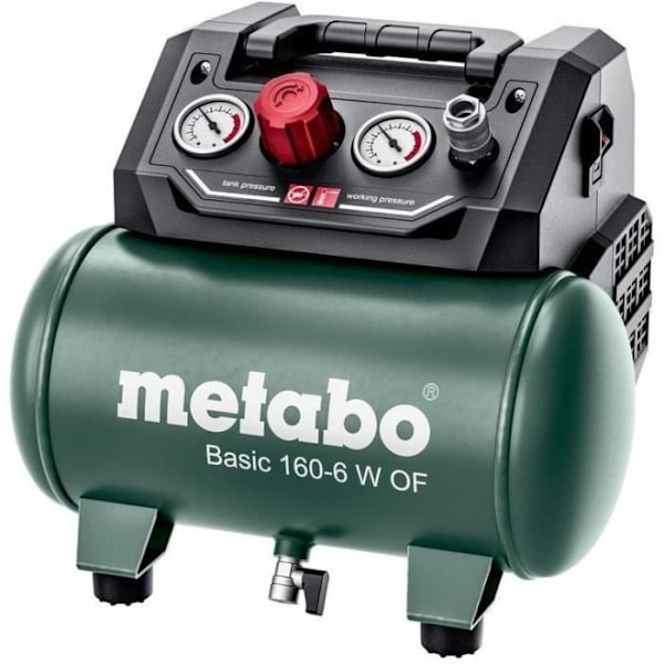 Kompressor - METABO - Basic 160-6 W OF - 6 Liter - 900 W - 8 bar Grön