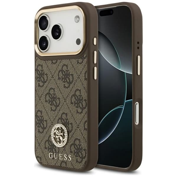 Coque Guess Hardcase 4G Strass Logo MagSafe för iPhone 17 Pro - Brun Brun
