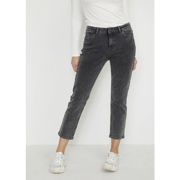 Jeans Kaffe - 10506614 - Damens denimjeans byxor med avskurna ben rak modell Grå syra 46