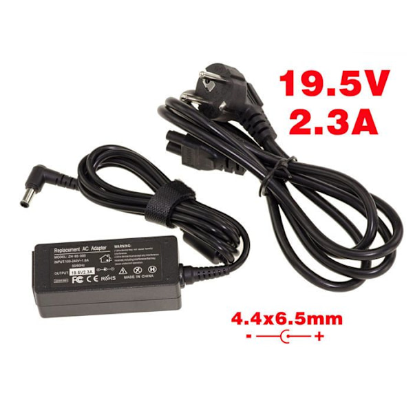 Strömförsörjning för bärbar dator 19,5V 2,3A 4,4x6,5mm spets - Motsvarande VGP-AC19V69 VGP-AC19V67 VGP-AC19V68 VGP-AC19V75 VGP-AC19V76