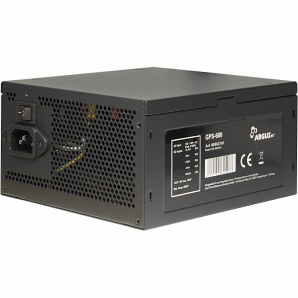 Inter-tech intern strömförsörjning - 88882181 - Argus GPS-600 energiförsörjningsenhet 600 W 20+4 pin ATX ATX Svart