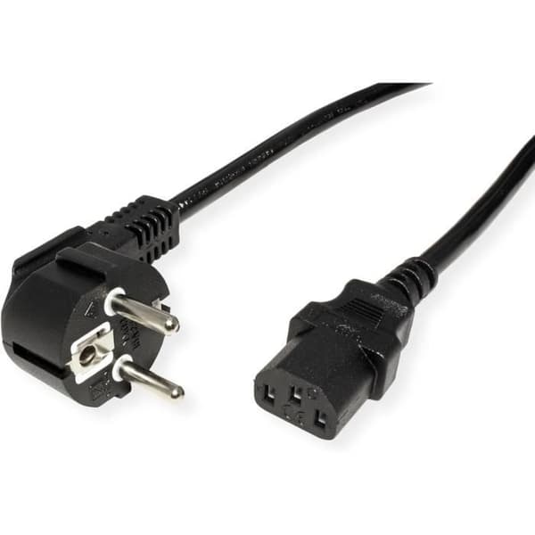 Kraftkabel, CEE77 böjd IEC-C13 rak, 3x1,5mm2, 3m - Värde