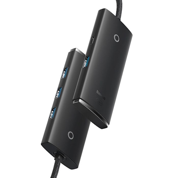 USB-hub med 4x USB3.0, Type-C, 1 m - Baseus Lite-serien (WKQQX030101) - Svart