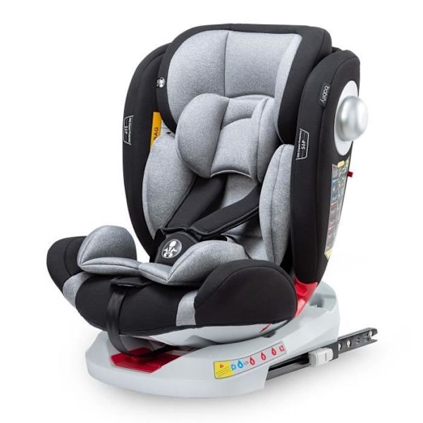 Babybilbarnstol - Babify Isofix 360° - från 0-12 år - ISOFIX bältessystem - 5 poäng - R44-04 - Grå Grå och svart