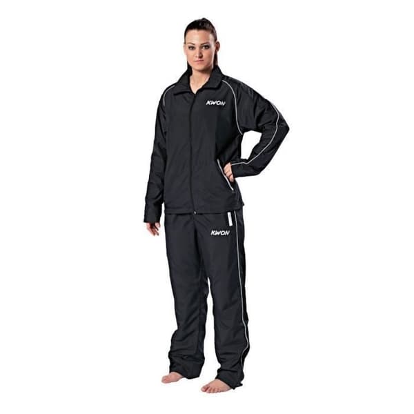 KWON San Francisco träningsoverall för kvinnor - svart - tight cut - 100 % polyester - meshfoder - storlek L Svart jag