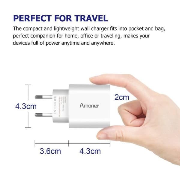 Universal 3-portars USB-nätladdare Väggladdare (5V 3A Max) Universal USB-adapter för Apple iOS, Android
