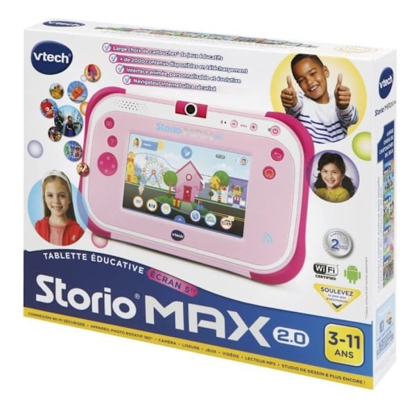 VTECH - Console Storio Max 2.0 5" Rosa - Pedagogisk surfplatta för barn