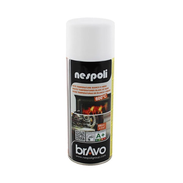 Sprayfärg - Hög temperatur - Matt vit - 400 ml - Snabbtorkande - Tål upp till 600 °C matt vit