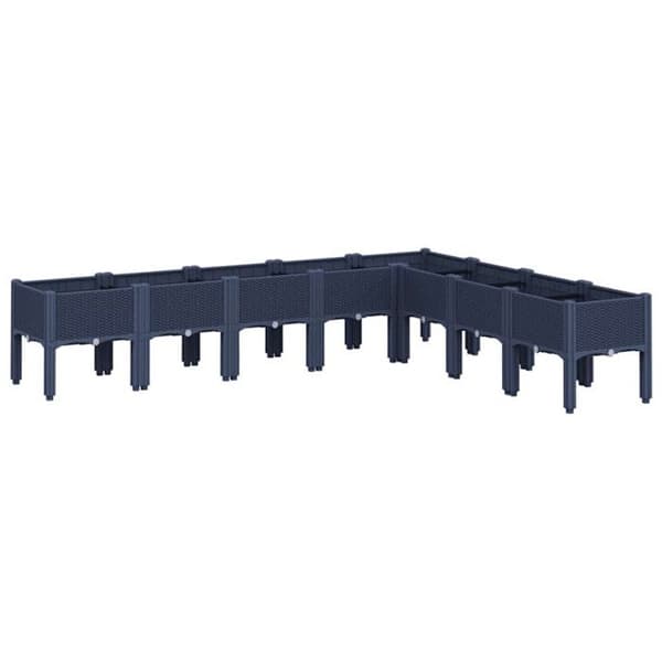 Planteringslåda - VIDAXL - 200x160x42 cm - Blågrå - Polypropylen - Rektangulär blågrå