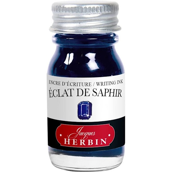 Bläck för reservoarpennor - Kalligrafi - Eclat de saphir - Herbin - 10 ml flaska Saphirenskenande
