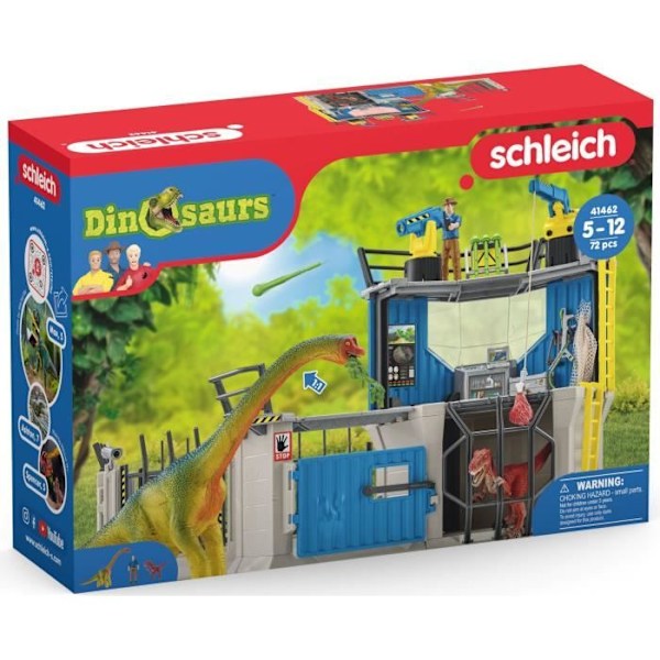 Stor Dino forskningsstation, set med 72 delar, leksaker, från 5 år och uppåt, Schleich 41462 Dinosaurier Flerfärgad