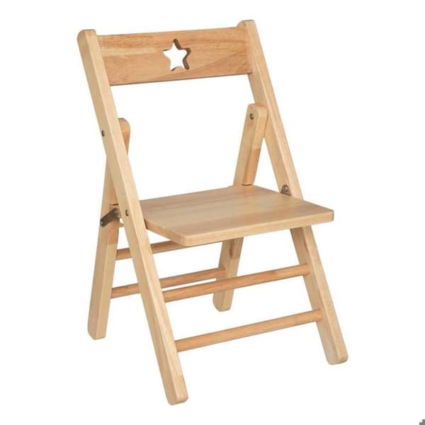 Barnfällstol i naturlig gummiträ beige