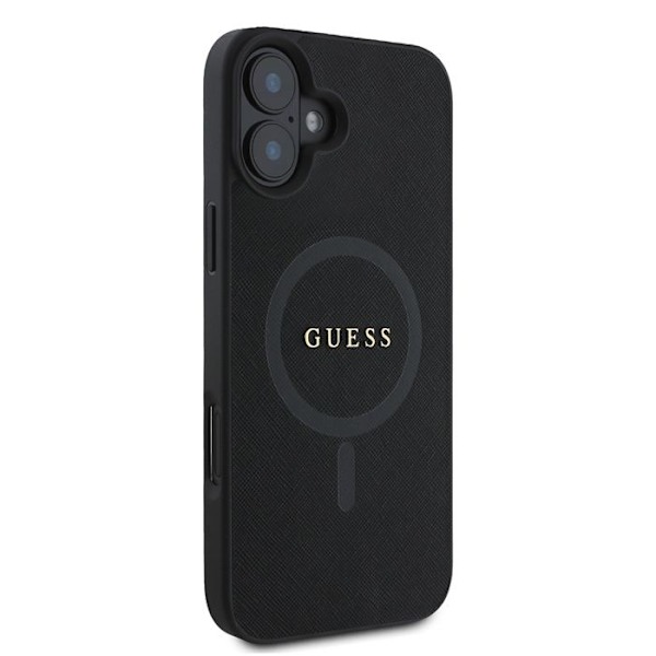 Mobilskal för iPhone 16 Plus - Guess Saffiano Classic Logo MagSafe (GUHMP16MPSAHMCK) - Svart