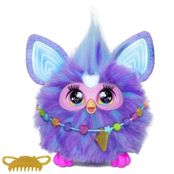 Purple Furby, 15 tillbehör, interaktiv plyschleksak för flickor och pojkar, röstaktiverad Animatronic, 6 år och uppåt