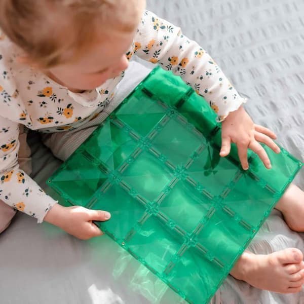 CONNETIX Byggplattor Magnetiska Regnbåge Blå och Grön Paket med Basplattor, 2 Stycken Regnbåge