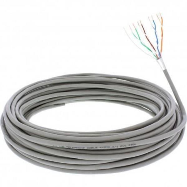 Telefonkabel InLine® 8 ledare, 4x2x0,6mm, för installation, 25m krona