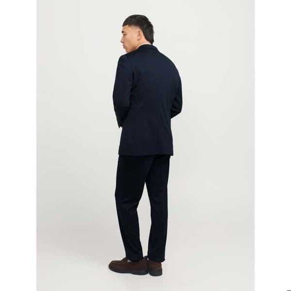 Jack & Jones Jaxon blå slim croppad kavaj i jersey (74% polyester, 22% viskos, 4% elastan) mörk marinblå 52