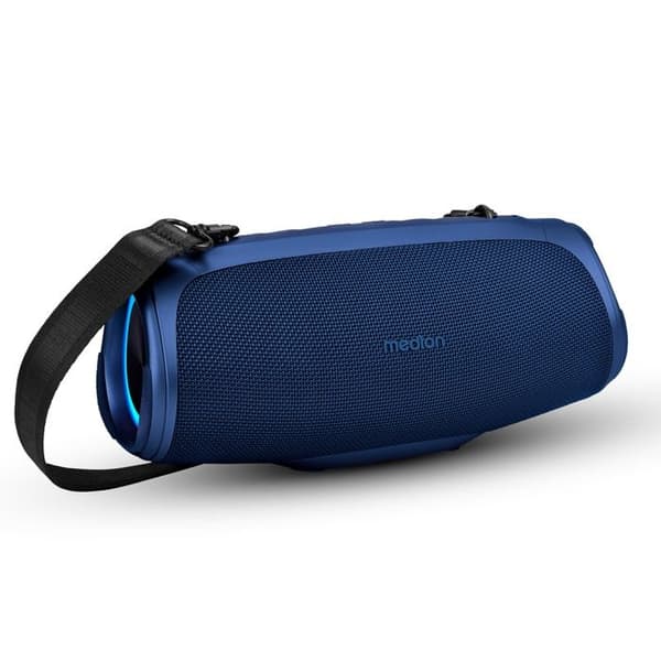 Bärbar Bluetooth-högtalare – MEDION MD43746 – 2x15W RMS – Basförstärkning – Ljus effekter – IPX7 – Blå blå