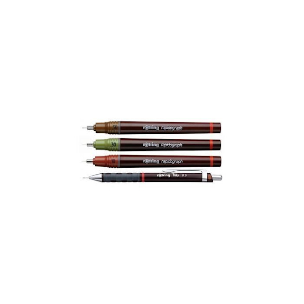 Ritset - ROTRING - Master - Mekanisk penna 0,5 - Isograph 0,1/0,3/0,5 mm - Tillbehör ingår Set 6