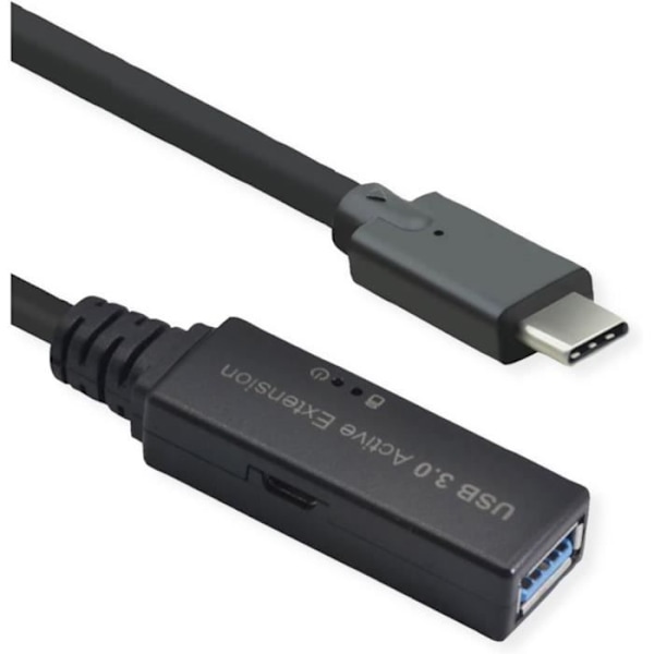 Aktiv USB 3.2 Gen 1 förlängningskabel - ROLINE - 15m - Typ C - Typ A - 5 Gbit/s Svart