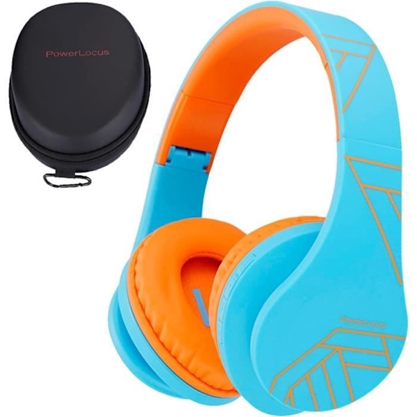 Bluetooth-hörlur för barn - PowerLocus - P2 - Volymbegränsad 85db - Fällbar - Inbyggd mikrofon Blå/O