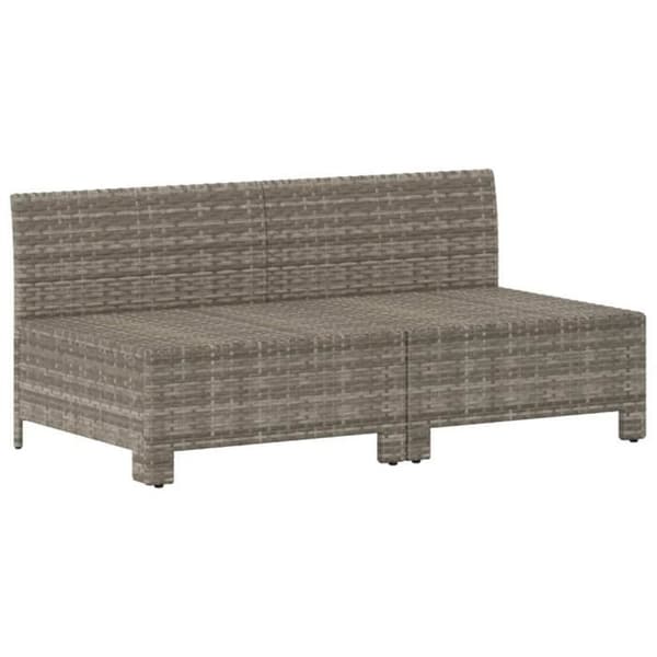 vidaXL Soffa för trädgård 2 platser med kuddar Grå Flätad resin 362691