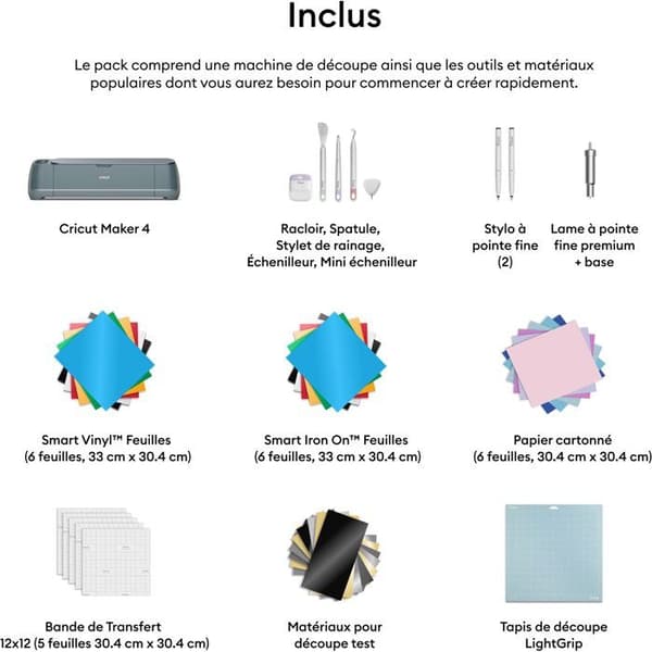 Intelligent skärmaskin - CRICUT - Pack Maker 4 + grundkit Grå
