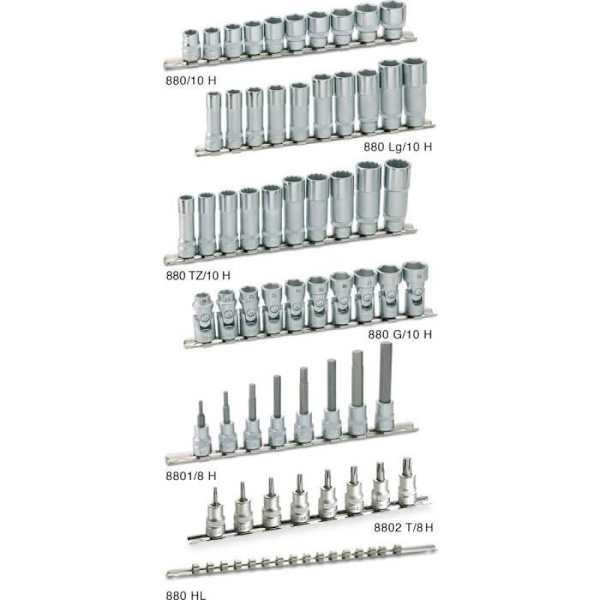 Hylssats - HAZET - 8801-8H - 8 delar - 3/8" (10 mm) drivning - invändig sexkant