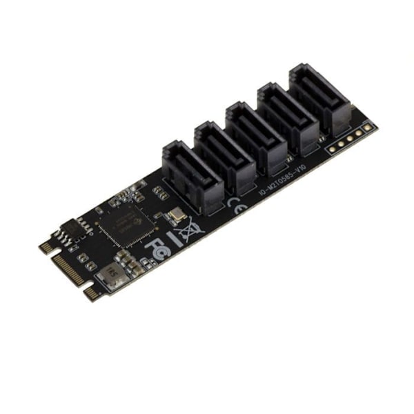 M.2 (M2 NGFF) styrkort typ PCIe M eller B+M Key 5 port SATA 3.0 6Gbps med JMB585 Chipset