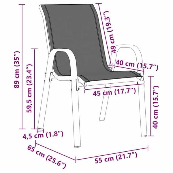 vidaXL Stapelbara trädgårdsstolar set om 2 Grå Textilene 318778