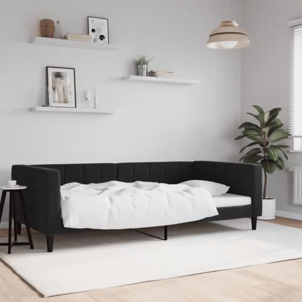 vidaXL Svart sängsoffa 100x200 cm sammet 354019