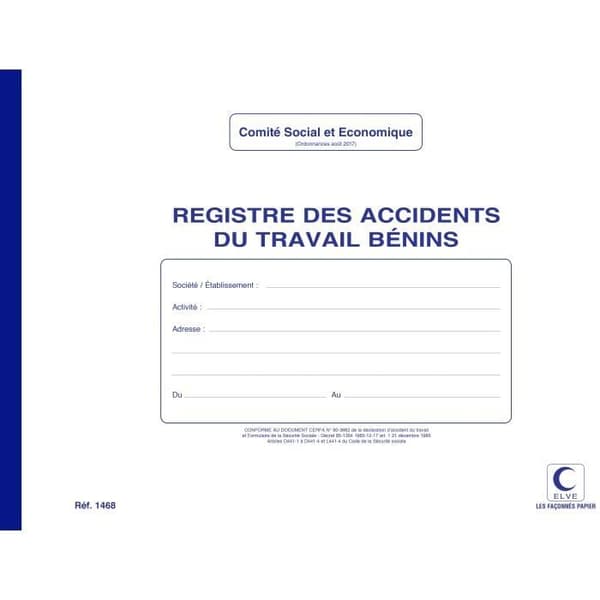 Register över mindre arbetsolyckor - ELVE - A4 - 20 sidor