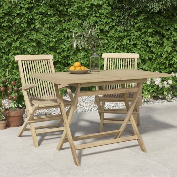 vidaXL Hopfällbart Trädgårdsbord Grå 120x70x75 cm Massiv teak 362763 Grå