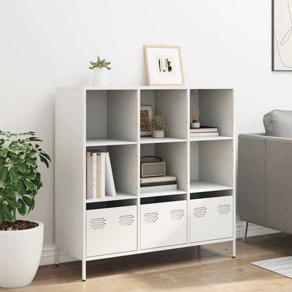 vidaXL Buffé hög vit 101,5x39x103,5 cm stål 851393
