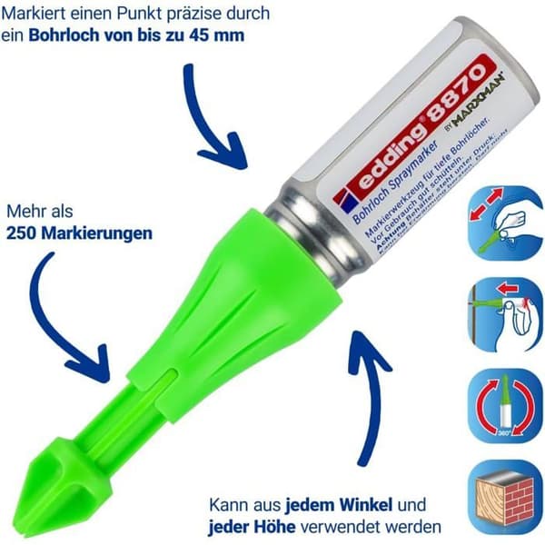 Spraypenna - EDDING - 8870 Marxman - Fluorescerande Grön - 5 Pennor - Precisionsmarkering Flashig grön