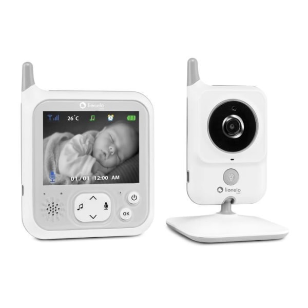 LIONELO Babyline 7.1 - Videobabymonitor - Trådlös - Upp till 40 timmar - Tvåvägskommunikation - Night Vision Vit, grå och svart