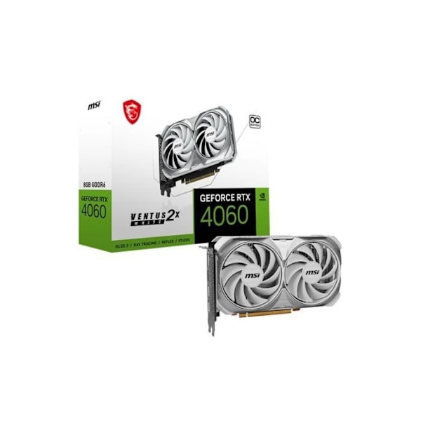 Grafikkort - MSI - RTX 4060 VENTUS 2X WHITE - 8 Go - DLSS3 - 3x DisplayPort, 1x HDMI