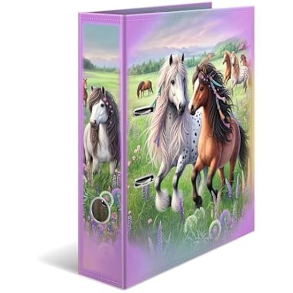 A4-binders - HERMA - 20116 - Hästmotif - 7 cm bred - Hållbart kartong Hästars värld