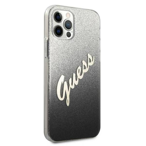 Telefonfodral - Guess - Glitter Gradient Script - Svart - Stötskydd - Trådlöst kompatibelt Svart