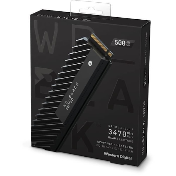 WD Black™- Intern Solid State Drive - SN750 - 500 GB - M.2 NVMe (WDS500G3XHC-00SJG0) med kylfläns