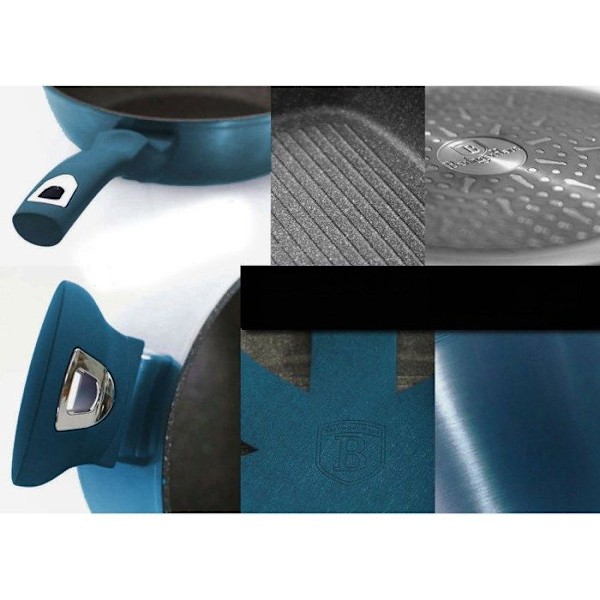 BERLINGERHAUS Grillpanna med marmoryta 28 cm Metallic Line Aquamarine Edition BH-1873 Svart