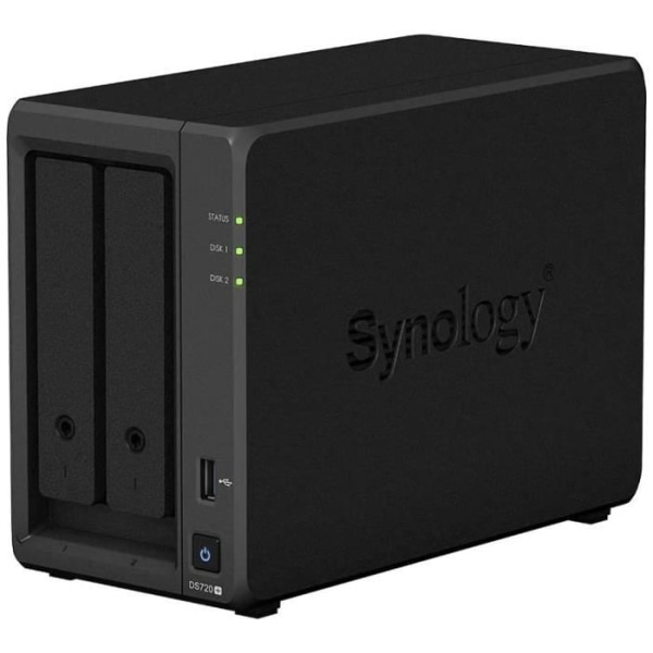 Synology DS720+ 8TB 2-Bay Desktop NAS-lösning, installerad med 2 x 4TB Western Digital Red Drives -