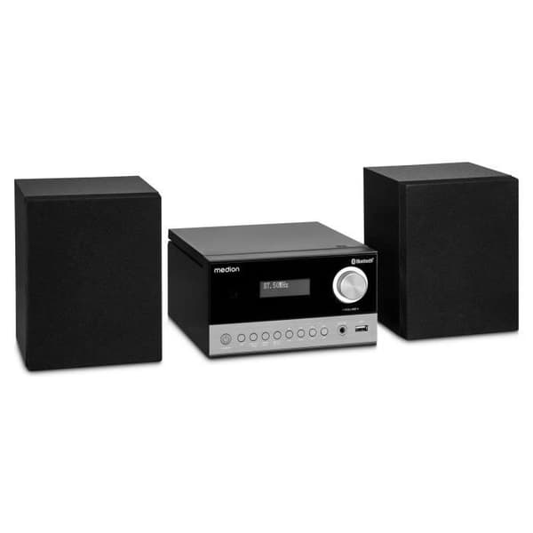 Mini HiFi-system - MEDION - DAB/PLL FM - CD-spelare - Bluetooth 5.3 - 2x15W RMS svart och grått